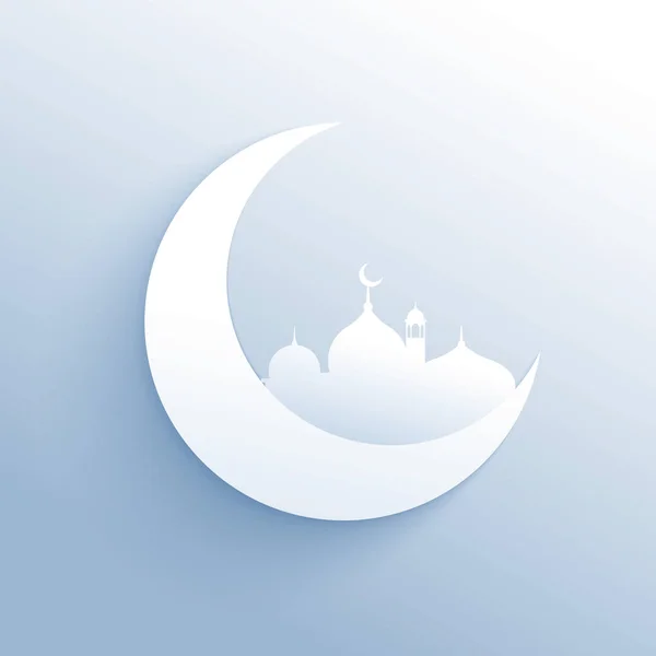 moon with mosque silhouette clean background for islamic festiva