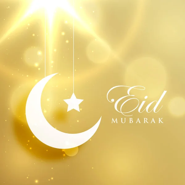 crescent moon and star on golden background for eid festival