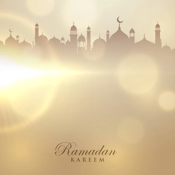 Κάρτα για το Ραμαζάνι kareem με Τζαμί σιλουέτα — Διανυσματικό Αρχείο