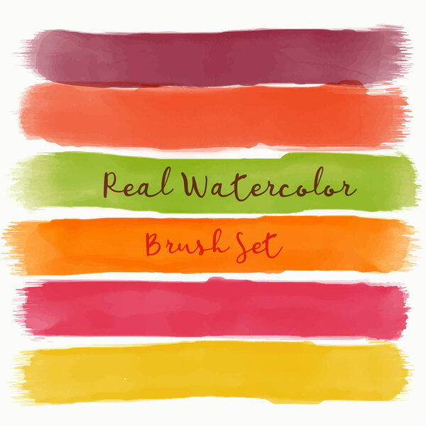 набор реальной кисти акварелью с теплыми цветами
