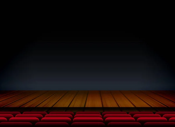 Plantilla de teatro o escenario para espectáculo premier con asiento y madera — Archivo Imágenes Vectoriales