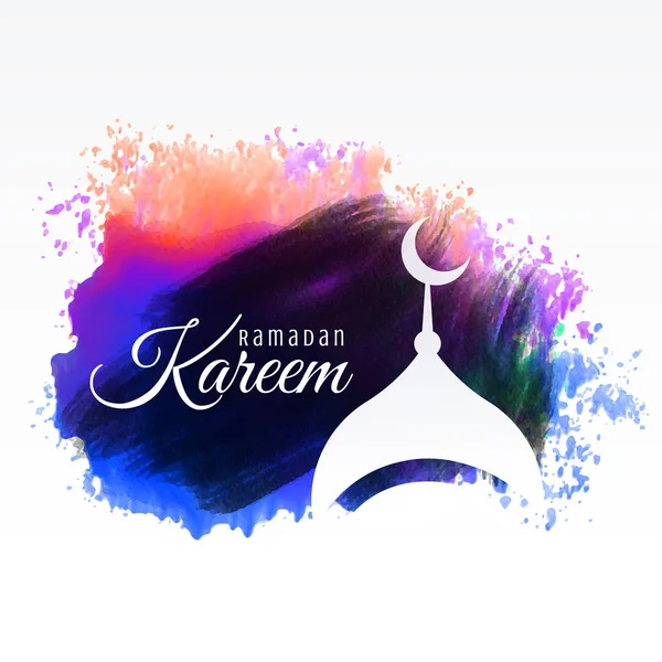 Ramadan kareem festival saudação com fundo aquarela —  Vetores de Stock
