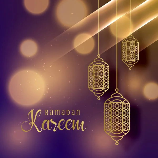 Beautiful hanging lamps for ramadan kareem season background — Stock Vector