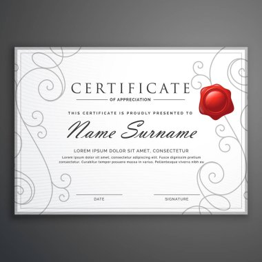 temiz zarif beyaz diploma sertifika tasarım şablonu