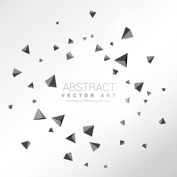 Partículas abstractas romper de triángulos 3d formas — Vector de stock