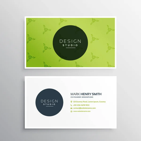 Ελάχιστο πράσινο επαγγελματική κάρτα διάνυσμα πρότυπο σχεδίασης — Διανυσματικό Αρχείο