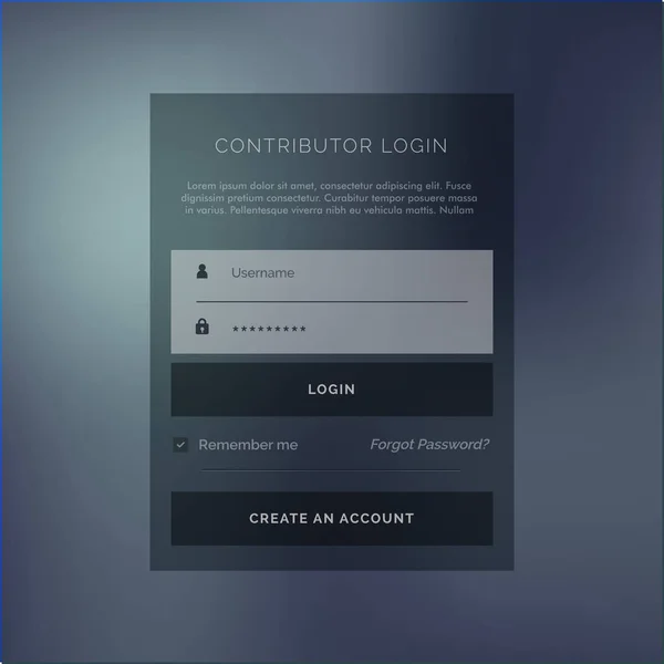 Kreatives Login-Formular und Vorlage in dunklem Design — Stockvektor