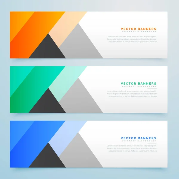 Élégant ensemble de bannières colorées géométriques — Image vectorielle