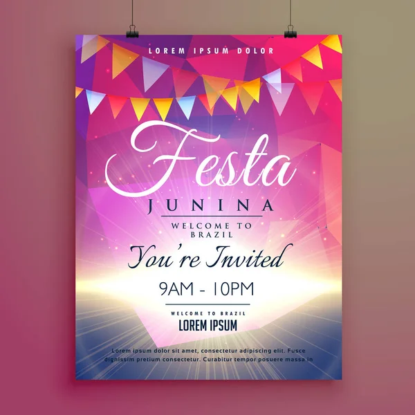 Diseño de póster invitación festa junina — Vector de stock