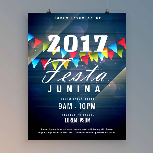 2017 festa junina volante plantilla de diseño — Vector de stock
