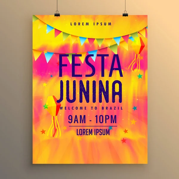 Plantilla de invitación de diseño de volante festa junina — Vector de stock