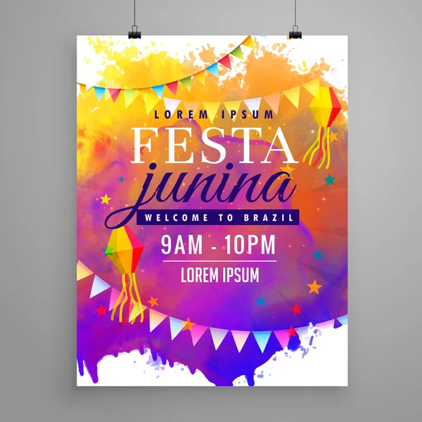 Festa junina fiesta celebración invitación volante diseño — Vector de stock