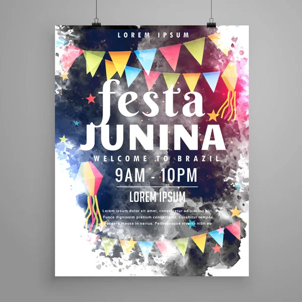 Diseño de póster para invitación a festa junina — Vector de stock