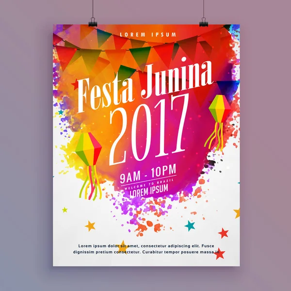 2017 festa junina partie flyer design de fond — Image vectorielle