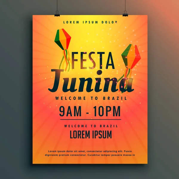 Festival brasileño de festa junina plantilla de diseño de póster — Vector de stock