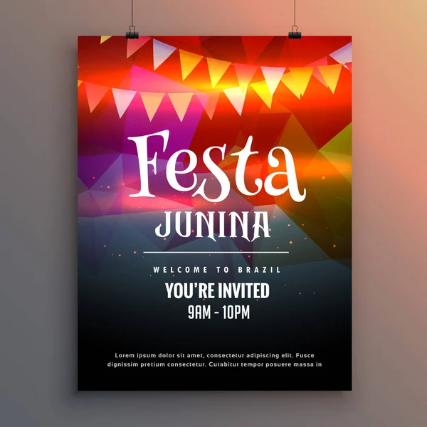 Festa junina fiesta invitación volante diseño plantilla — Vector de stock