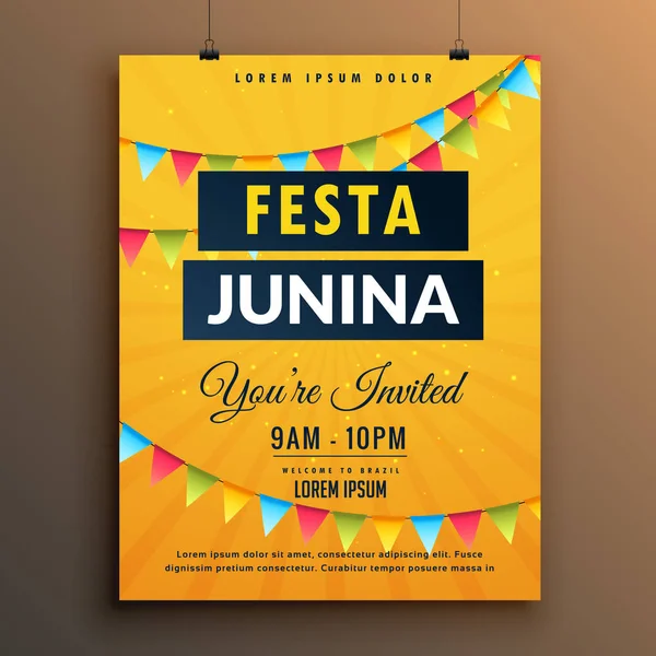 Festa junina invitation poster design with garlands — Stock Vector