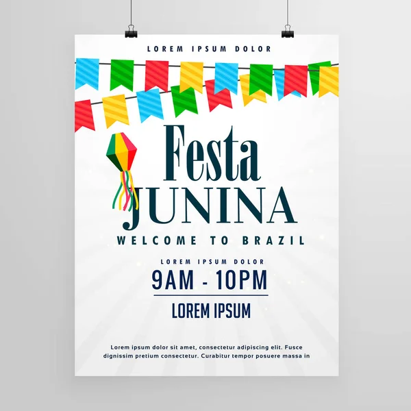 Feliz festa junina cartel diseño invitación fondo — Vector de stock