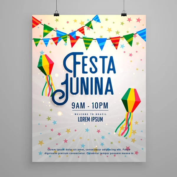 Festa junina celebración fiesta invitación plantilla banner — Vector de stock
