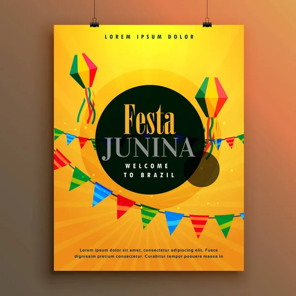 Plantilla de diseño de póster invitación festa junina — Vector de stock
