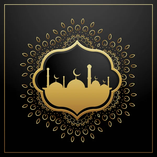 Golden eid Festival Grußkarte Design mit goldener Dekoration — Stockvektor