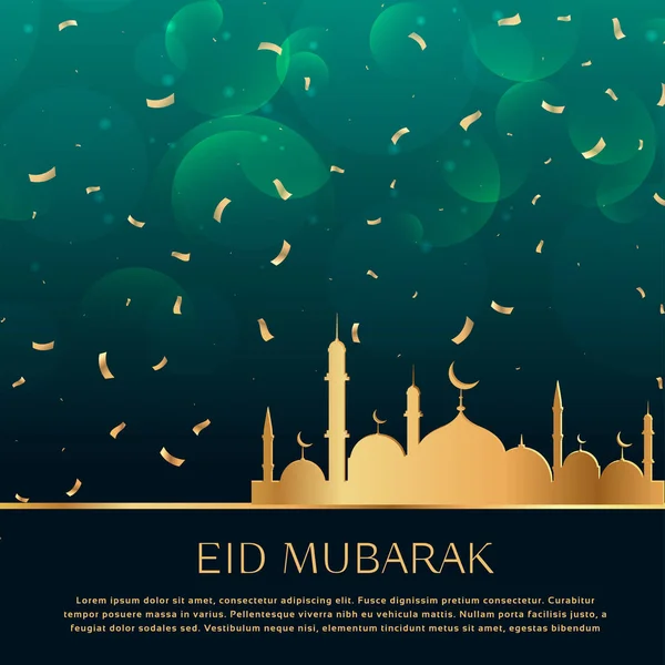 EID festival viering achtergrond met gouden confetti — Stockvector