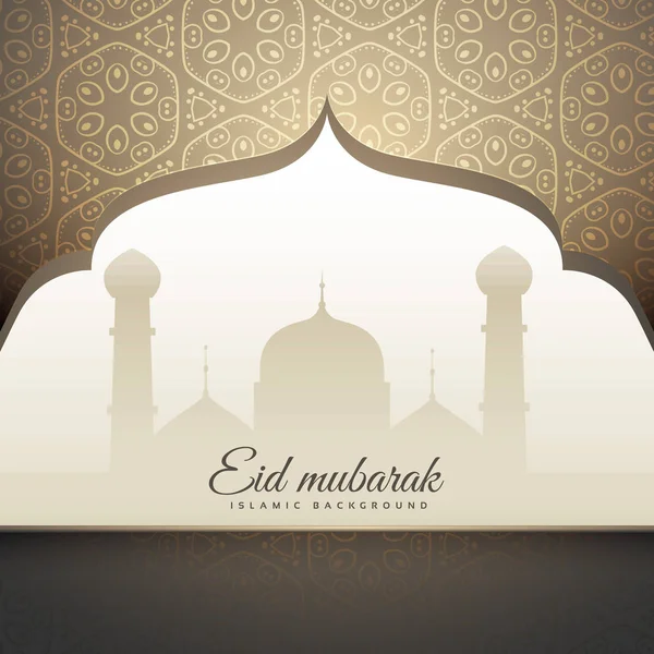 Belle salutation eid mubrak avec la forme de la mosquée et patt islamique — Image vectorielle
