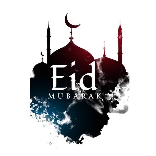 EID mubarak groet ontwerp met moskee vorm en grunge — Stockvector