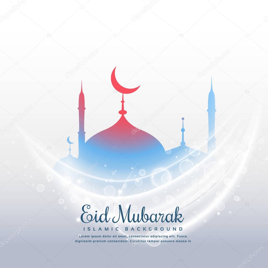 awesome eid festival background with mosque and light effect