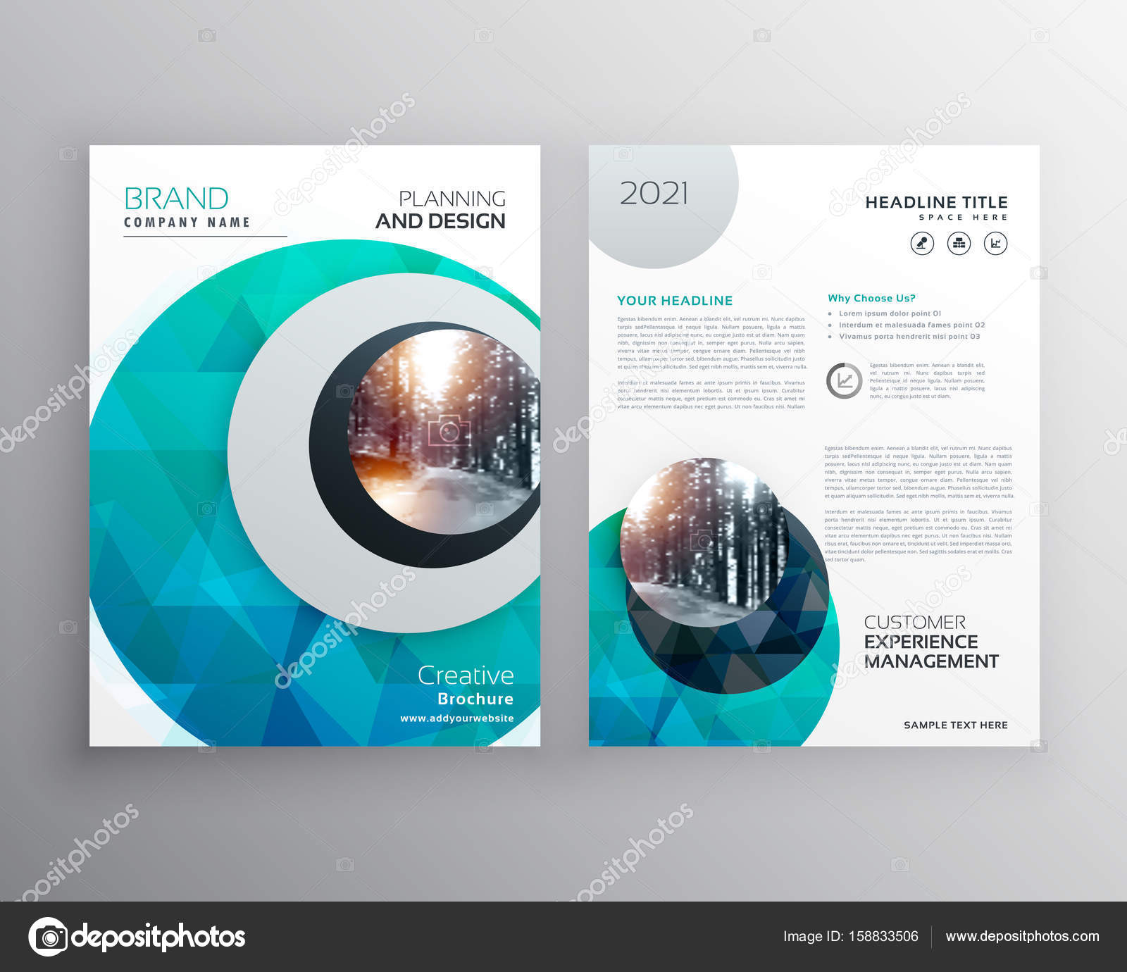 Blue brochure flyer cover page template for annual report in siz With Report Front Page Template