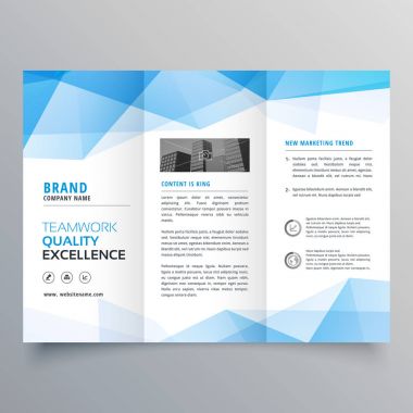 soyut mavi geometrik panelli broşür tasarım şablonu