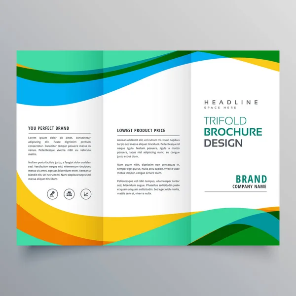 Creative trifold business brochure design template — Stock Vector