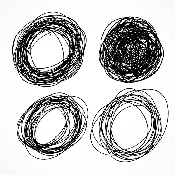 Hand drawn circle scribble set — Stock Vector