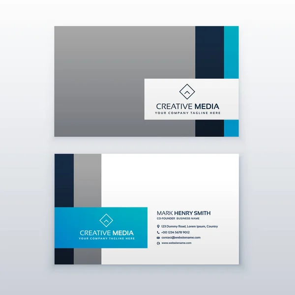 Plantilla de diseño de tarjeta de visita gris y azul profesional — Vector de stock