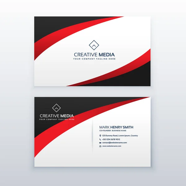 red business card design with wave effect