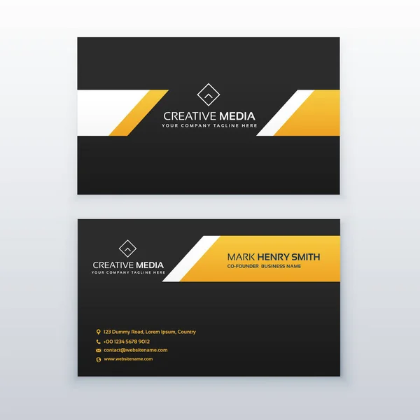 Diseño elegante amarillo y negro de la tarjeta de visita — Vector de stock