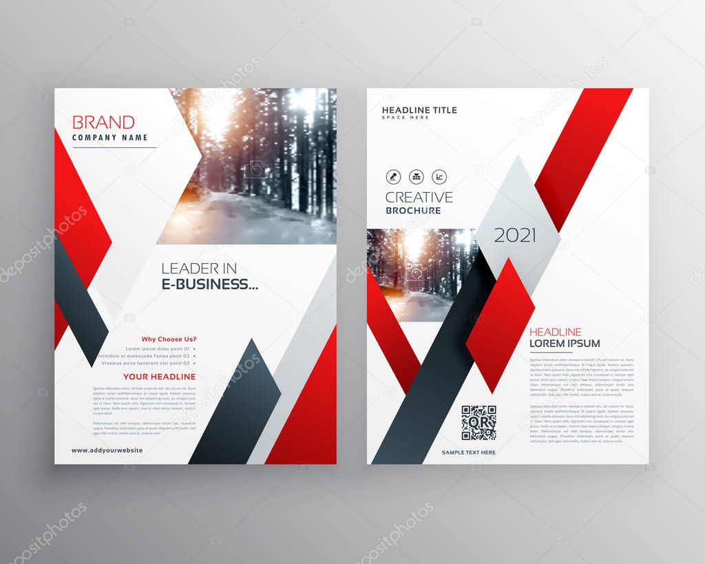 red business annual report brochure flyer design template in siz