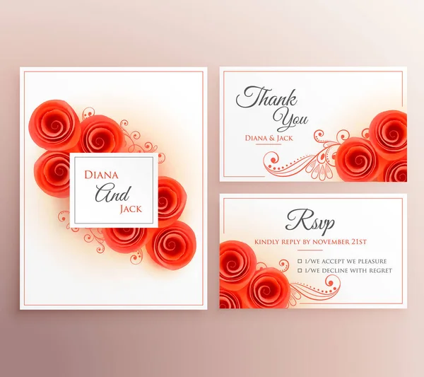 beautiful wedding invitation card with rose flower template