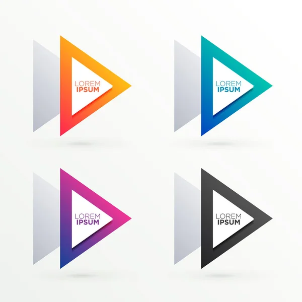 Triangle banners set in four colors — Stock Vector