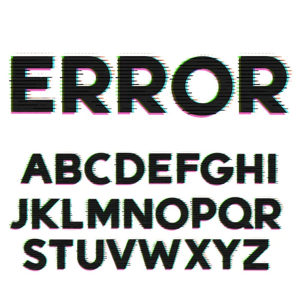 Diseño de letra y alfabeto de estilo de error y fallo — Archivo Imágenes Vectoriales