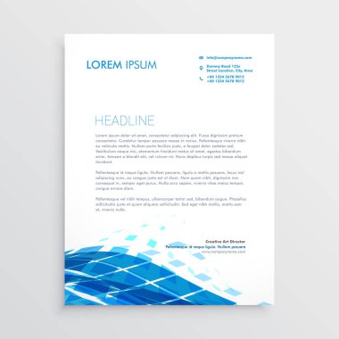 Modern Antetli Kağıt şablonu tasarım mavi soyut dalgalı şekli ile