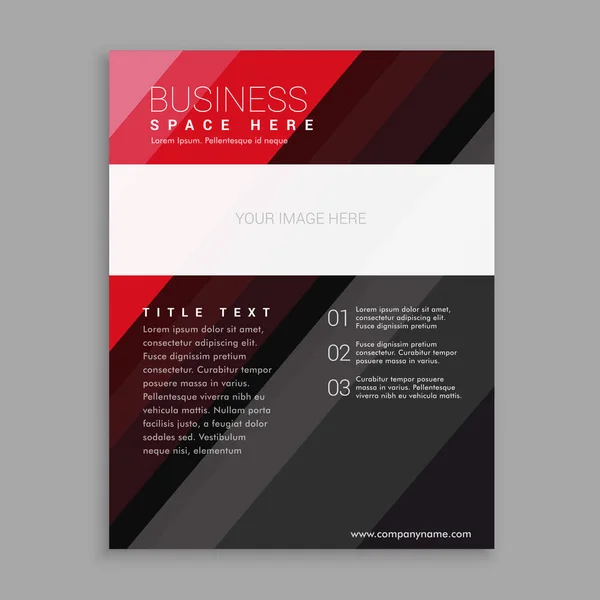 优雅的红色和黑色业务传单宣传册设计模板 — 图库矢量图片
