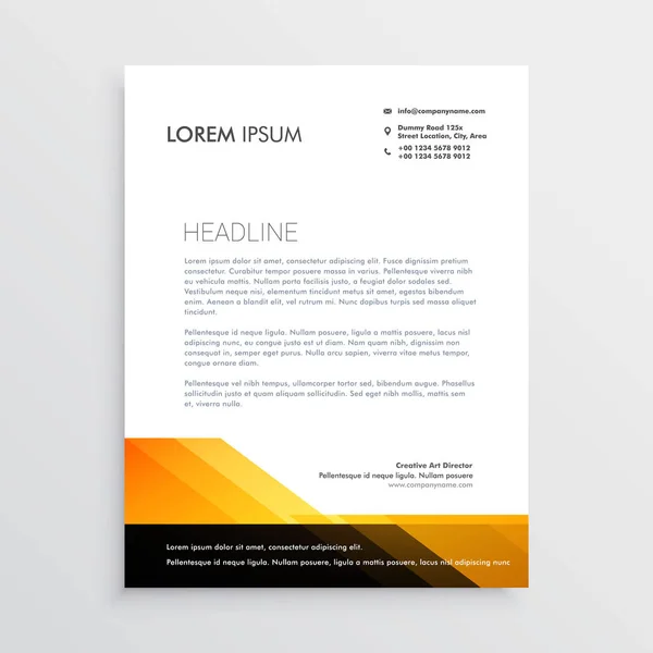 Modern orange and black letterhead template design — Stock Vector