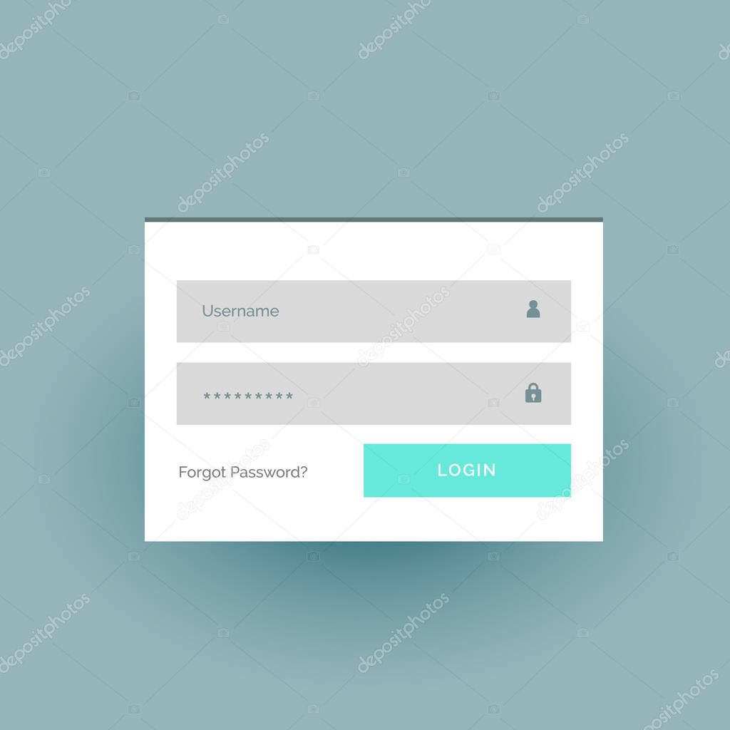 flat color login form ui template in white