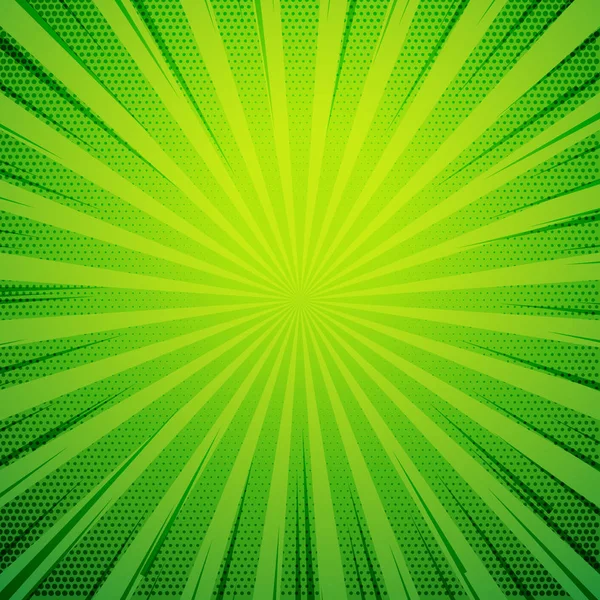 Green pop art comic book style retro background with exploding r — Stock Vector