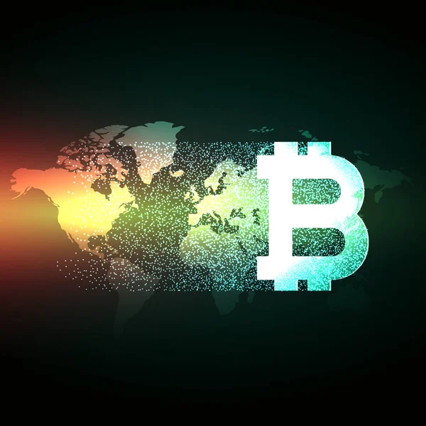 Design der globalen Digitalwährung Bitcoin — Stockvektor