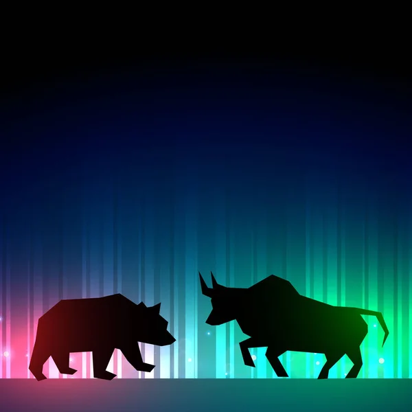 Beurs illustrator met bull en bear — Stockvector