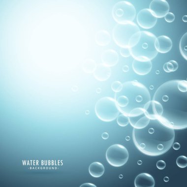 mavi arka plan üzerinde yüzen su kabarcıkları