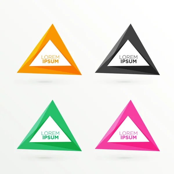 Abstract triangle banners set with text space — Stock Vector