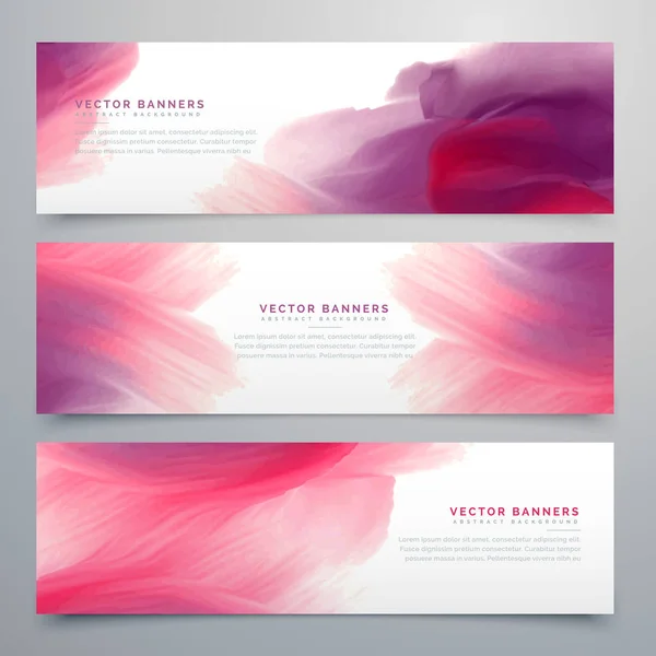 Pink watercolor banners set template — Stock Vector